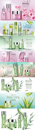 Body cosmetics set Brand name with place for text 3d illustration 3