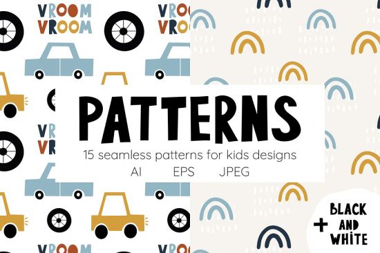 CreativeMarket   Сute cars Patterns collection 4634351