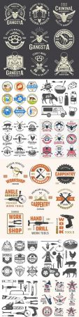 Vintage antique emblems and logos with text design 4