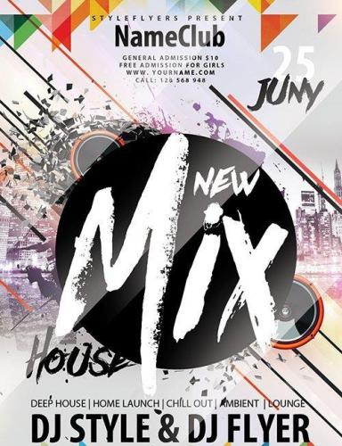 New Mix House Flyer PSD Flyer Template + Facebook Cover