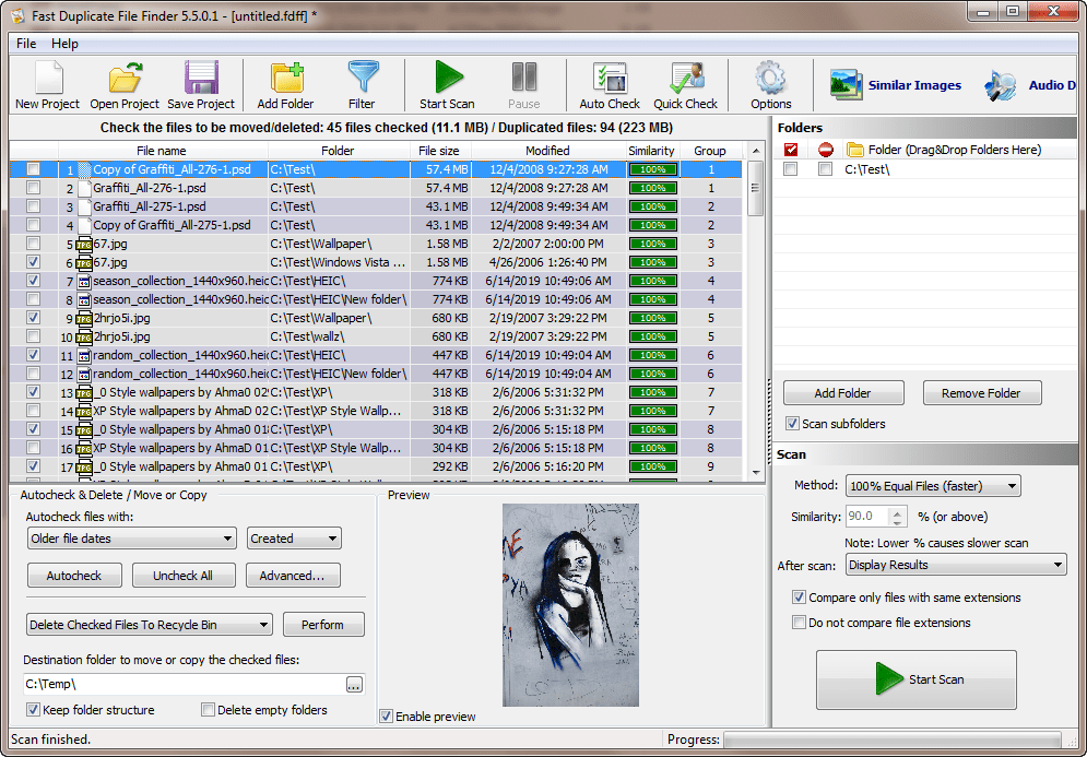 fast duplicate file cleaner