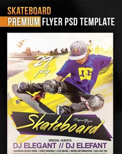Skateboard V1 Flyer PSD Template + Facebook Cover