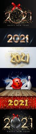 2021 New Year's illustrations Festive design inscription