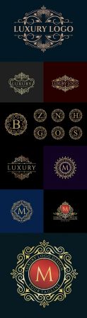 Letter and vintage luxurious logo collection design