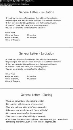 English language &amp; Grammar : Writing Letters and Emails 