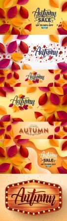 Autumn poster and banner with autumn multi colored leaves