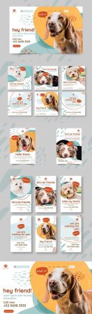 Pets stories on Instagram and poster design template