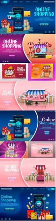Online store on mobile app with gifts design concept