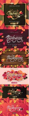 Thanksgiving autumn background calligraphic design inscriptions