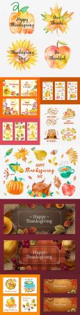 Thanksgiving collection of instagram watercolor design posts