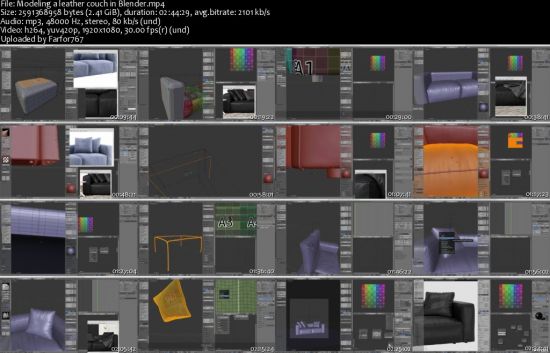 Blender3dk – Modeling a leather couch in Blender + Scene 2.8 Eevee