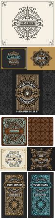 Vintage logo and etiquette template with detailed design