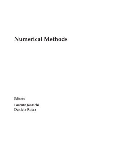 Numerical Methods by Lorentz Jäntschi