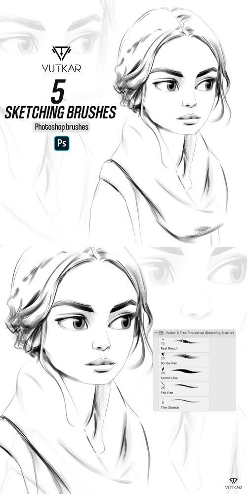 5 Sketching Brushes for Photoshop