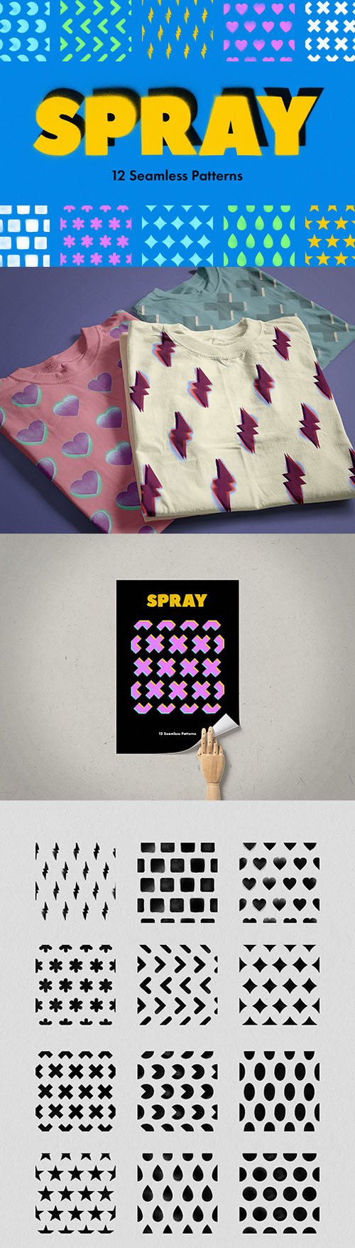 Spray - 12 Seamless Patterns in [PSD/PNG]