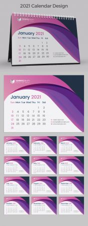 Pink Abstract 2021 Calendar Design 383388378