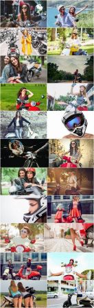 Motor scooter girl woman city urban style helmet