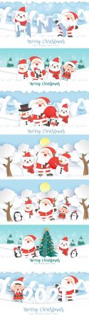DesignOptimal Christmas and New Year s Eve banner with Santa Claus and friends