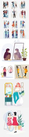 High self esteem illustration collection with people