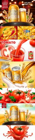 Advertising wheat beer and food design illustration