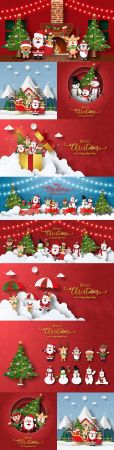 DesignOptimal Christmas holiday greetings Santa and friends design