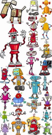 Robot cartoon illustration for childrens books vector image