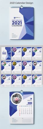 Wall Calendar 2021 with Blue Abstract Layout 383389347