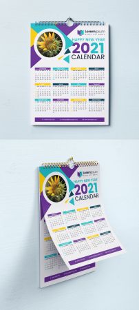 2021 Single Page Wall Calendar Design Layout 383390572