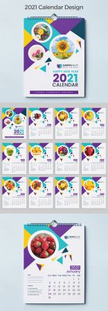 Multicolored Wall Calendar 2021 Layout 383388369