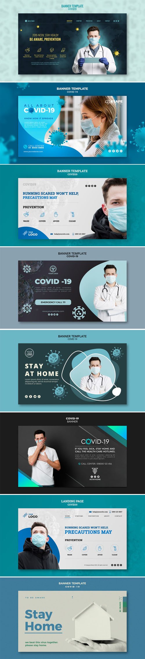 8 Covid-19 Banners PSD Templates