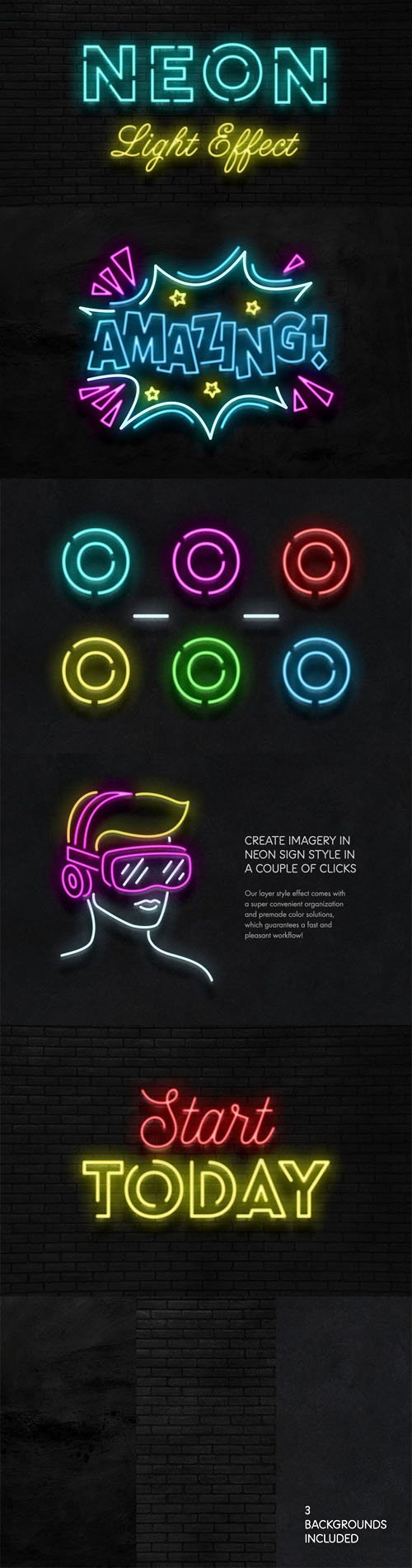 Realistic Neon Sign Effect PSD Templates