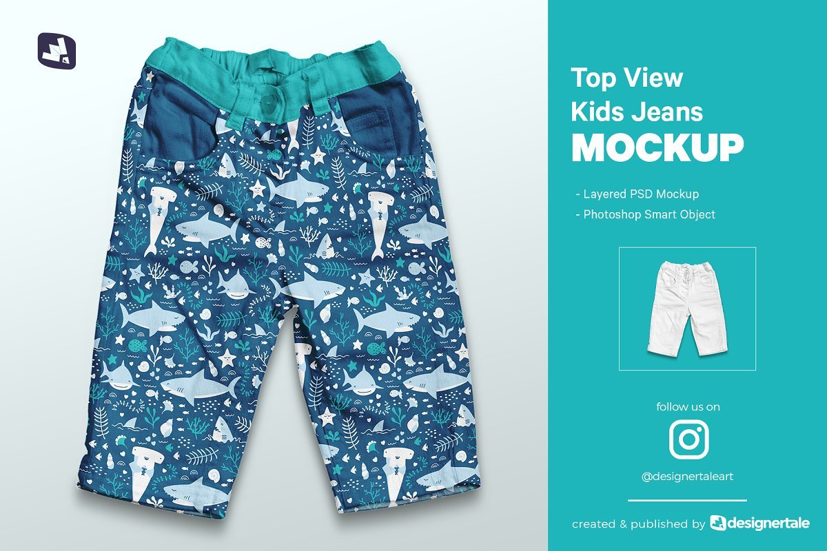 Download CreativeMarket - Top View Kid’s Jeans Mockup 5060616 - SoftArchive