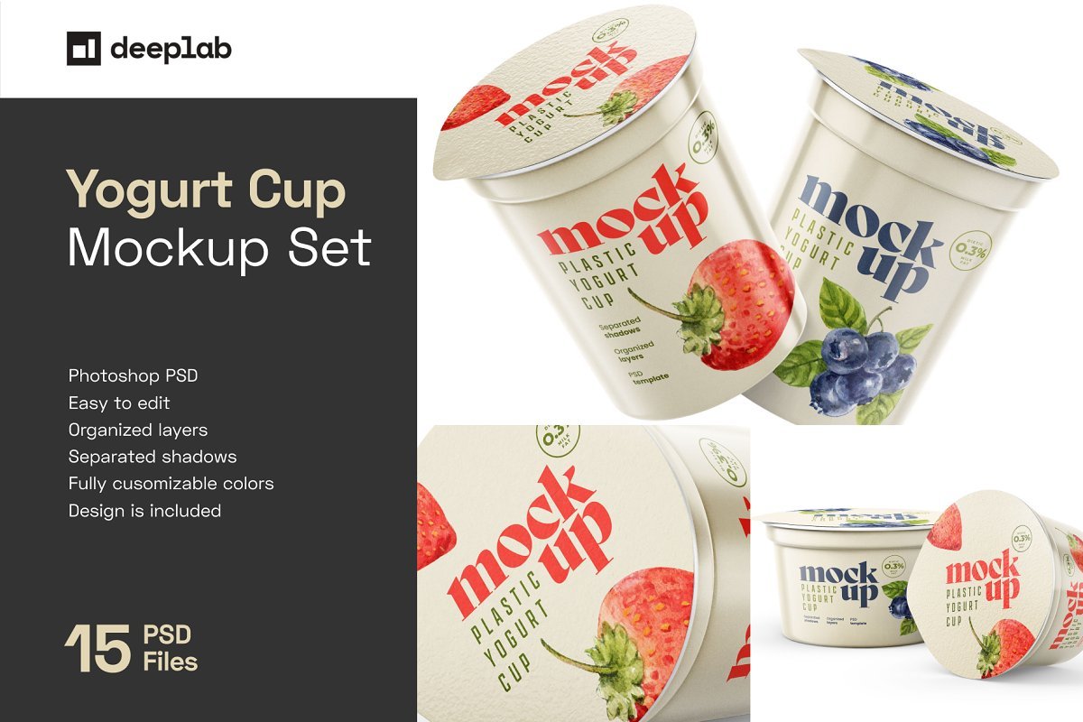 Download Download CreativeMarket - Yogurt Cup Mockup Set ...
