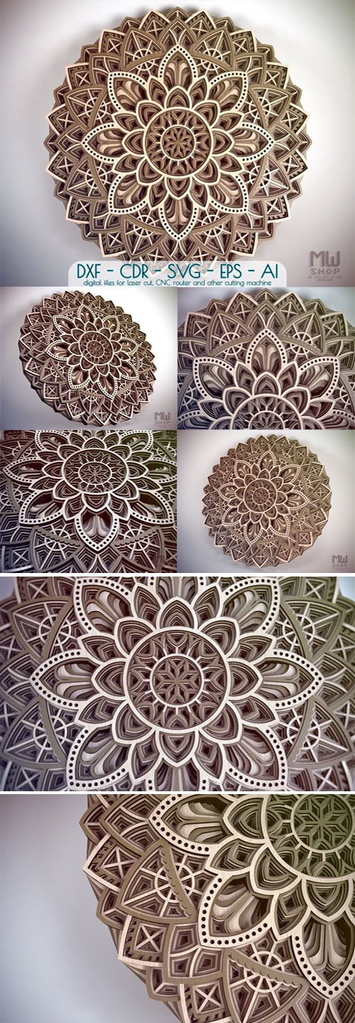 Mandala DXF/SVG Pattern Laser Cut - Flower & Circular Mandala Pattern