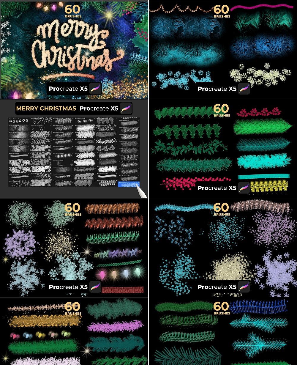 Download Download CreativeMarket - Christmas brushes for PROCREATE ...