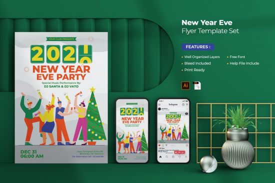 New Year Eve Flyer   Instagram Post & Stories