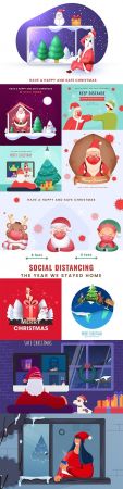 Santa Claus celebrates Christmas at home maintaining social distancing