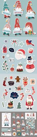 Cute Santa Claus collection of Christmas stickers elements