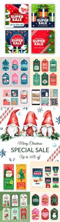 Christmas sale on instagram painted banners in flat design