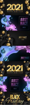Elegant dark background New Year 2021 and abstract banner