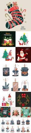Christmas and New Year background flat illustration design