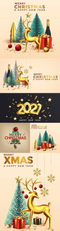 Christmas and New Year background bright composition winter holiday card