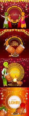 Happy Lohri Indian festival decorative illustration