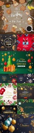 Christmas sale and New Year background realistic illustration
