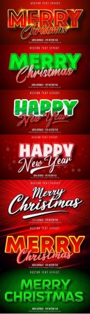 Merry Christmas editable font effect text collection illustration design