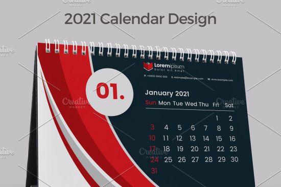 CreativeMarket   Red Calendar 2021 5548758