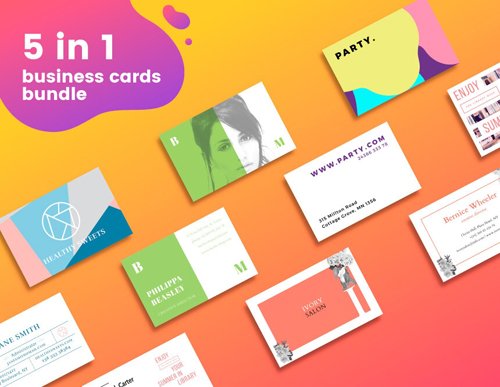 5 in 1 Business Cards Bundle [PSD/EPS]