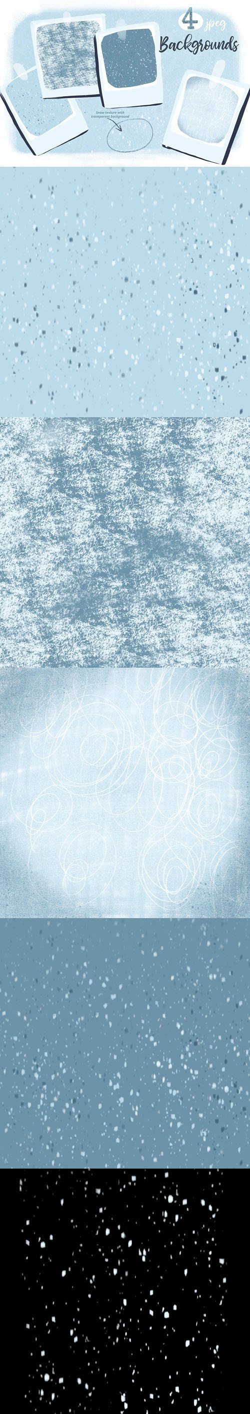 5 Snow Textures Backgrounds Set