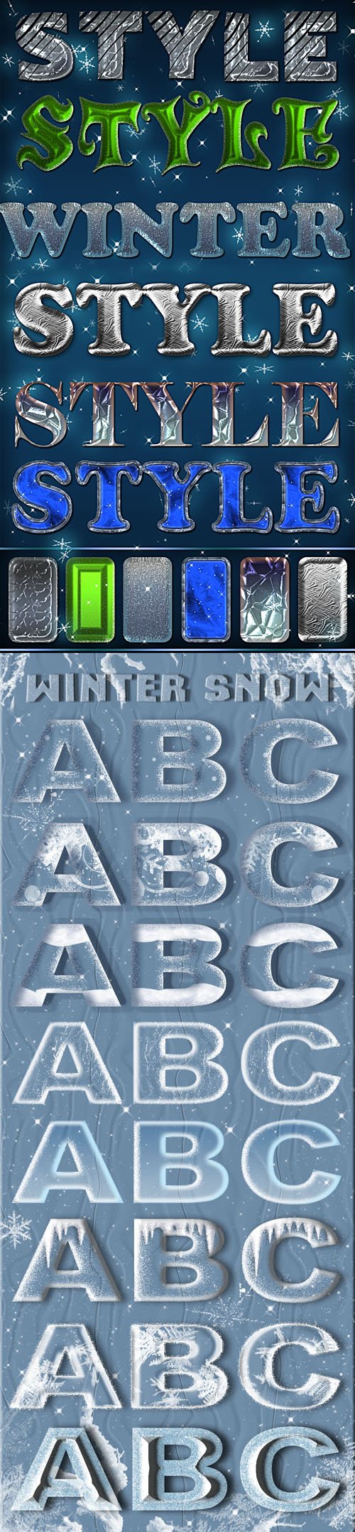 20+ Winter & Snow 3D Text Effects - Photoshop Styles