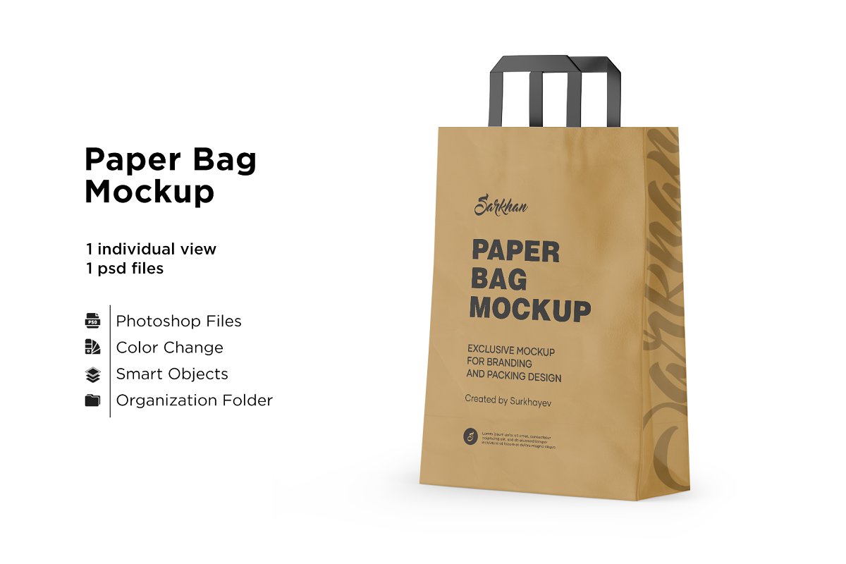 Download Download CreativeMarket - Kraft Paper Shopping Bag Mockup ...